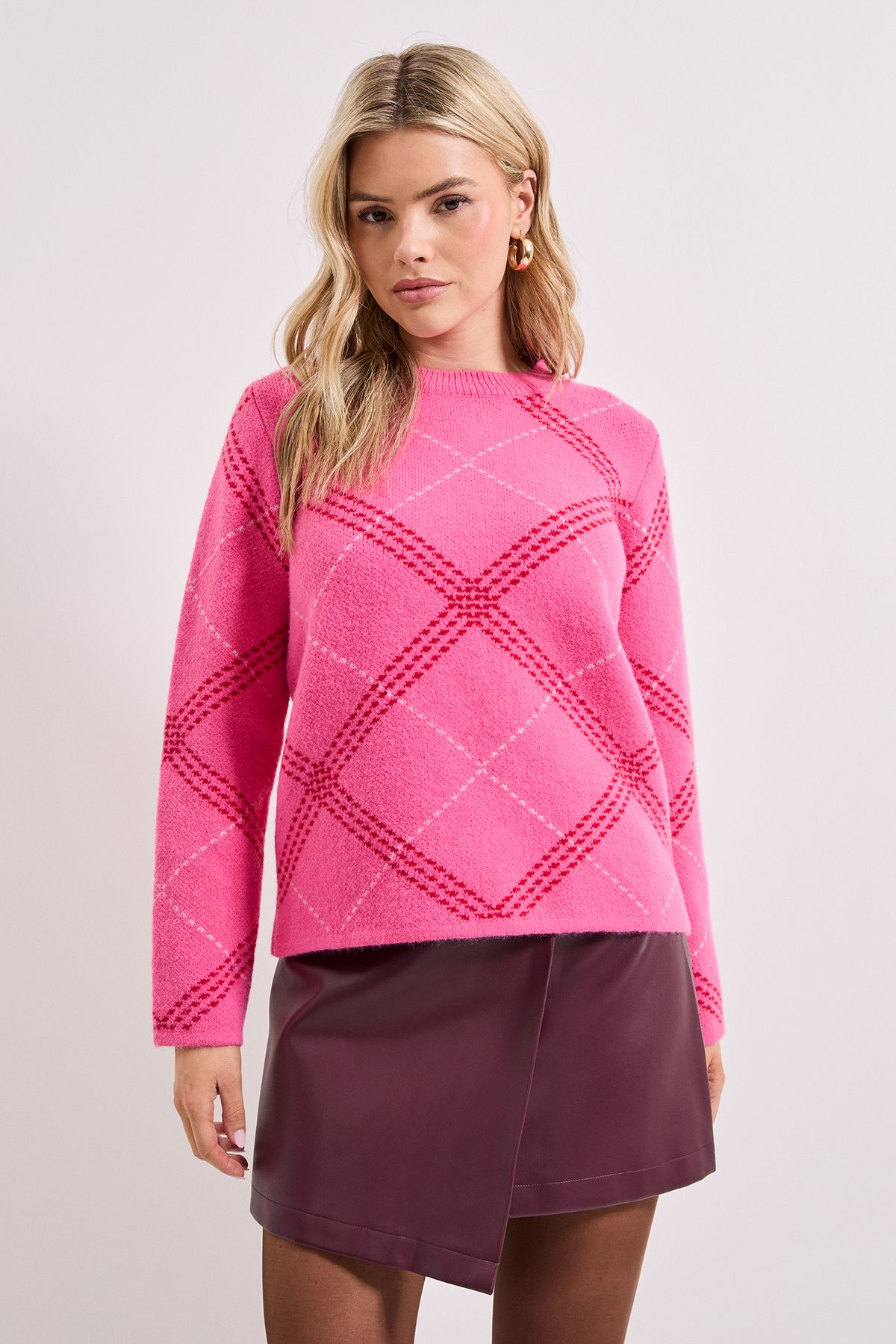 Dorothy Perkins Pink Argyle Knitted Jumper Pink image 4