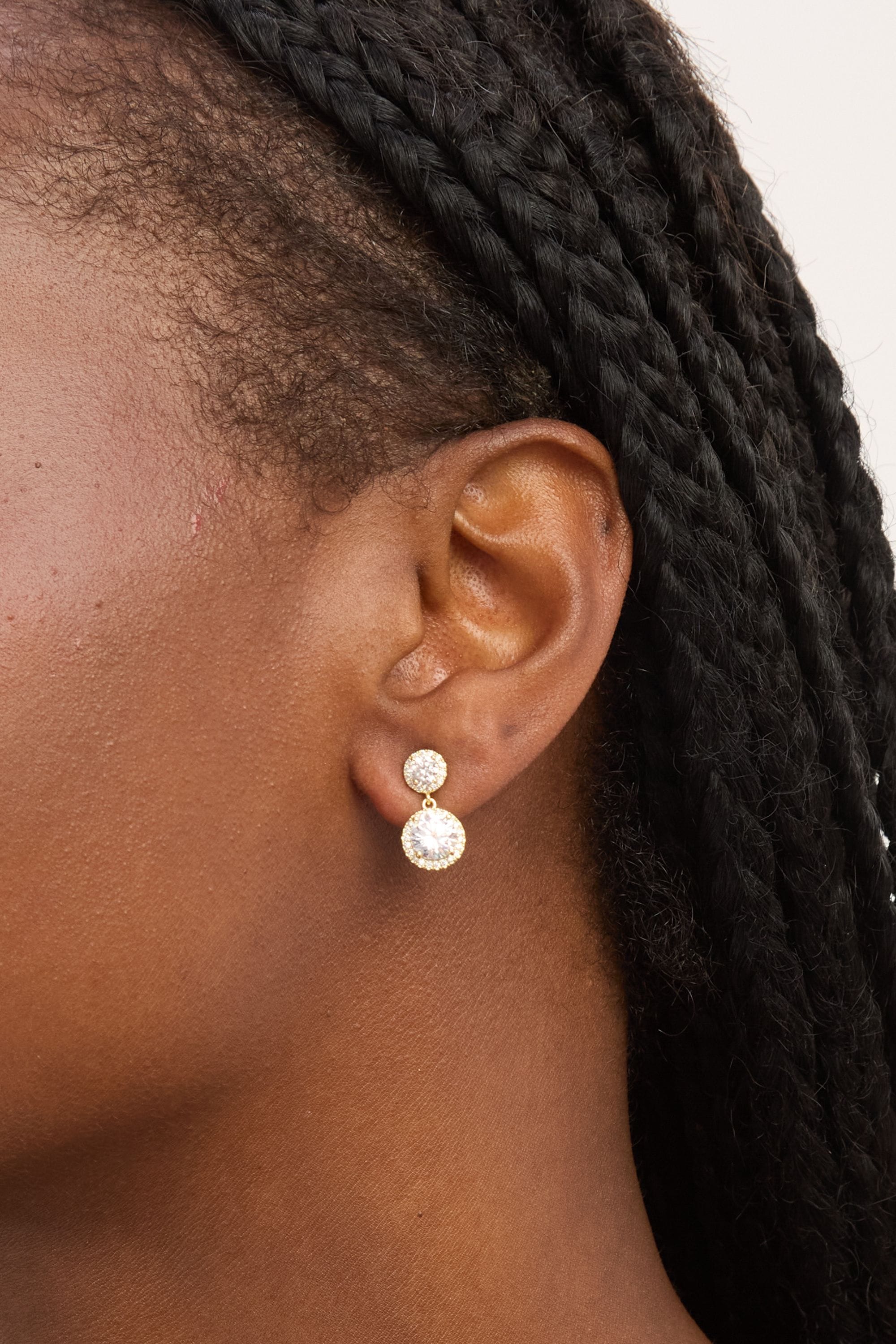 Jon Richard Gold Plated Cubic Zirconia and Pave Halo Drop Earrings image 2