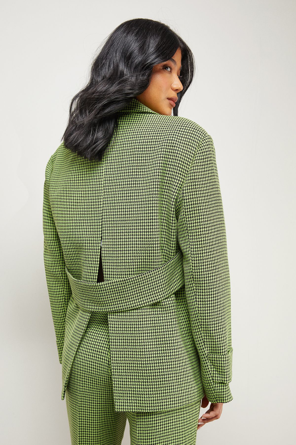 Warehouse Lime Dogtooth Vented Back Blazer Co - ord Lime image 3