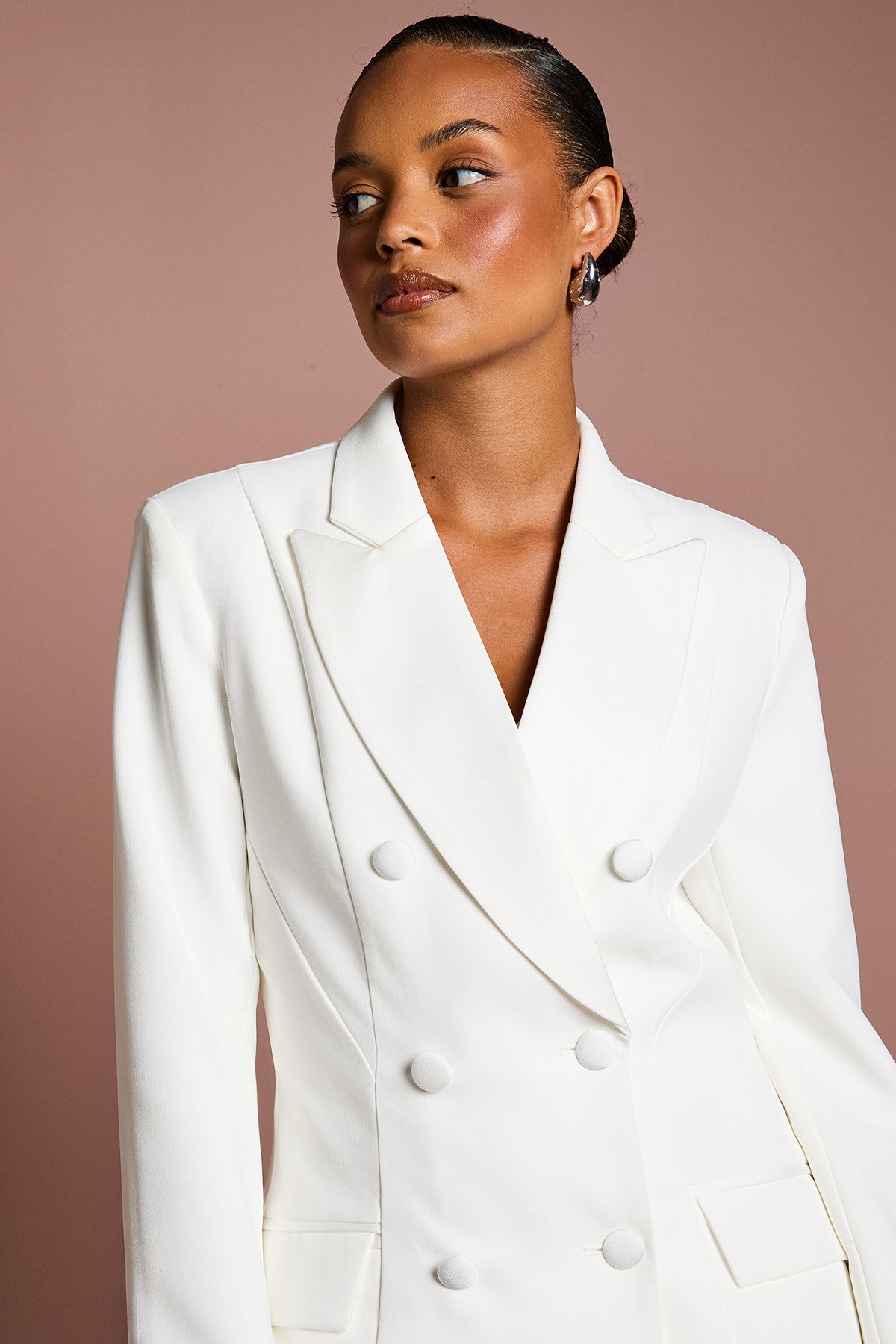 Coast Petite Premium Hourglass Silhouette Double Breasted Blazer Ivory image 4