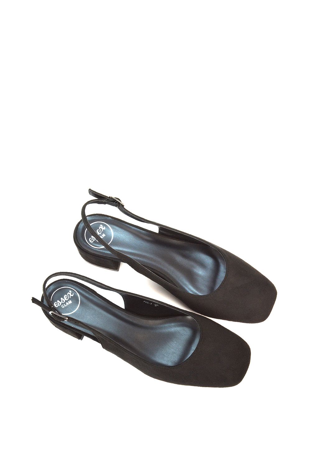 XY London 'Jilly' Square Toe Slingback Low Block Heel Court Shoes image 5