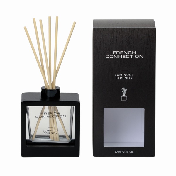 French Connection Luminous Serenity Reed Diffuser 100ml Black Wooden Surround