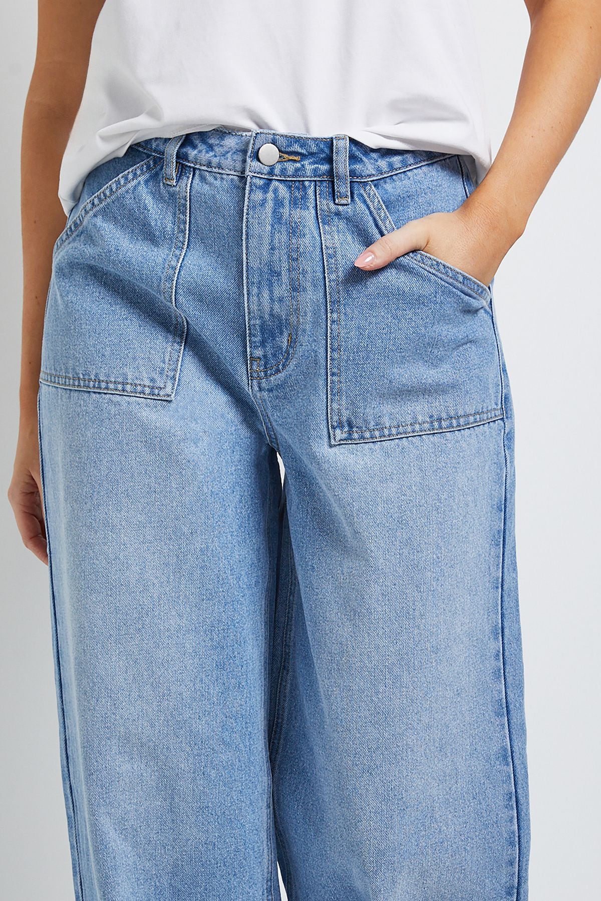 Dorothy Perkins Wide Leg High Waist Denim Jeans Light Wash image 2