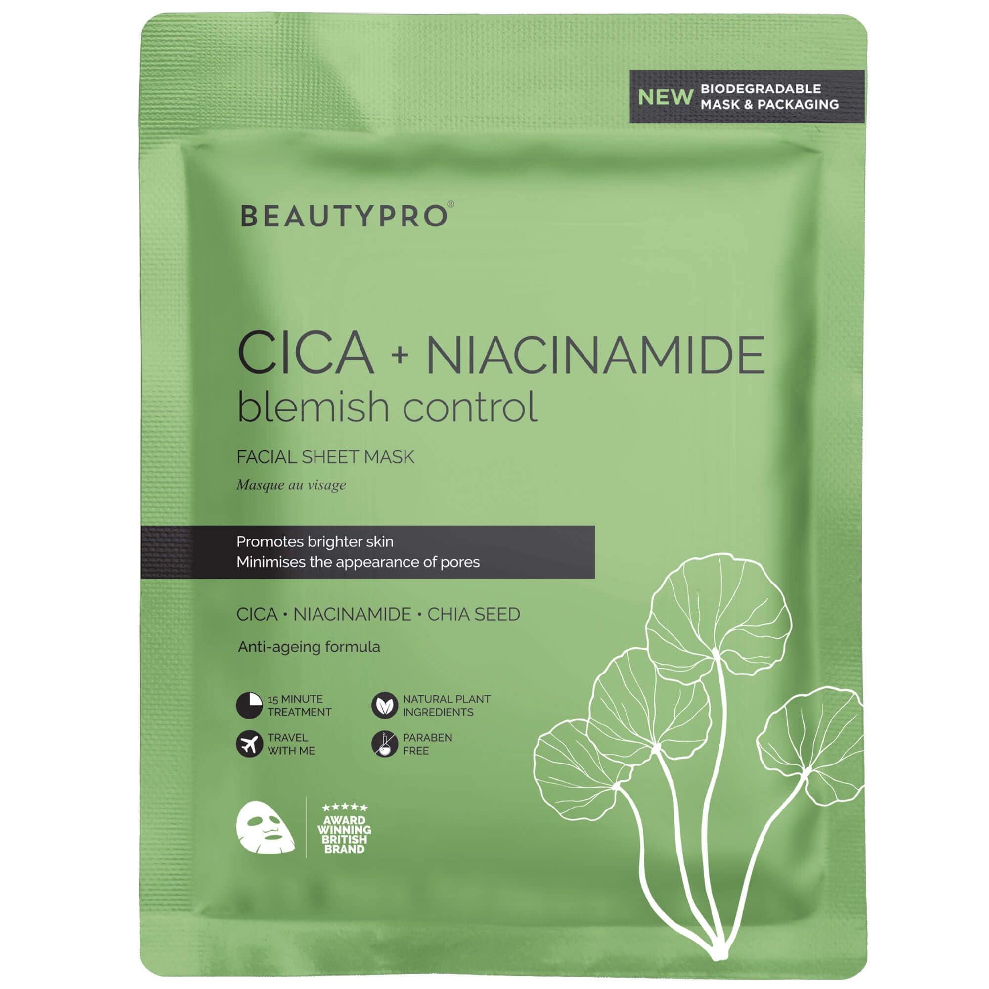 BEAUTYPRO Cica + Niacinamide Blemish Control Sheet Mask - Pack Of 4 image 2
