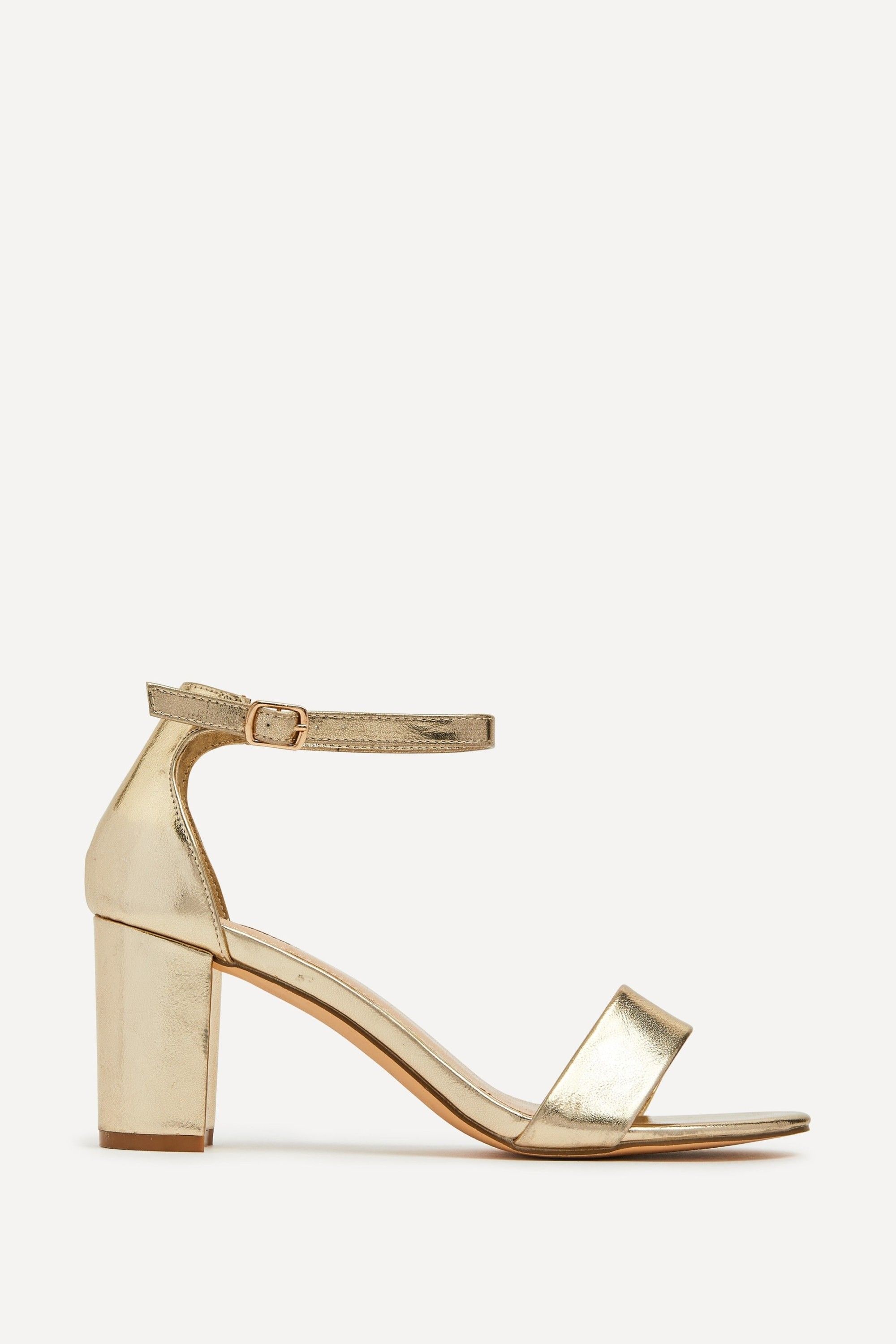 Linzi Frankie Gold Faux Leather Barely There Closed Back Block Heeled Sandal image 1