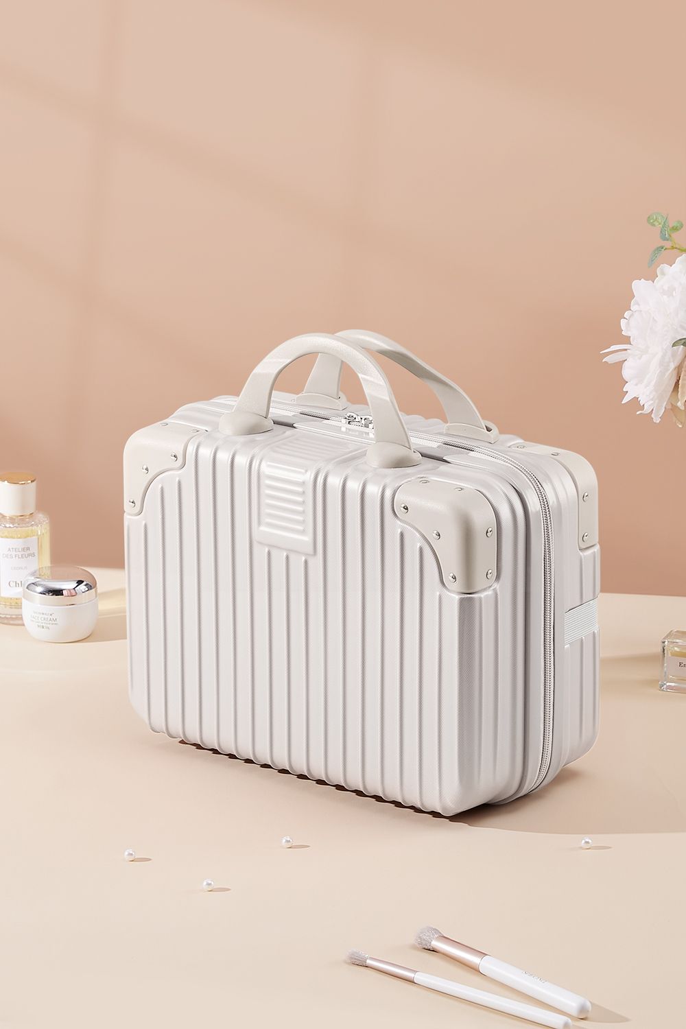 SHEONLY White Portable Makeup Case for Travel Suitcase image 1