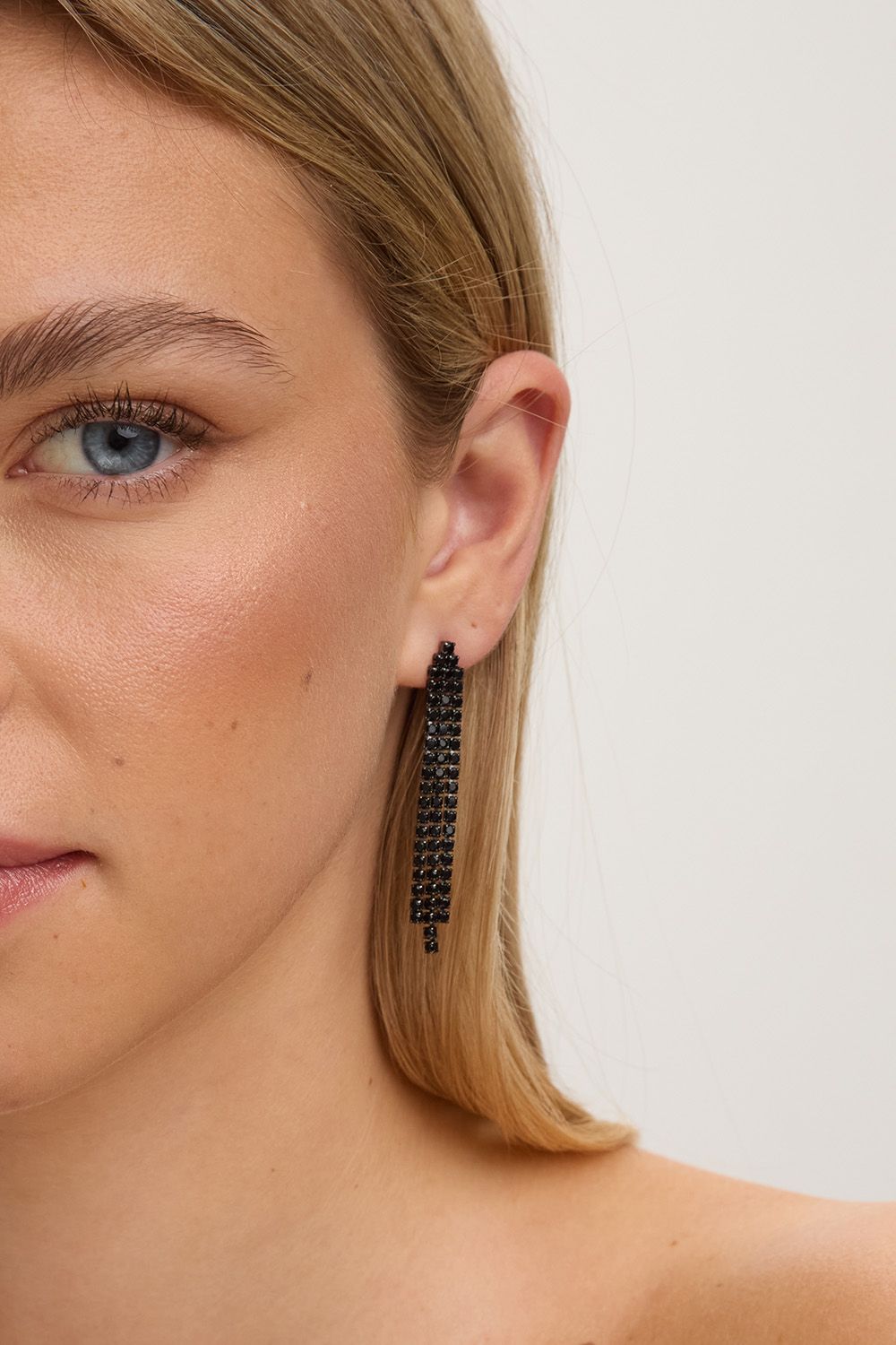 Jon Richard Rhodium Plated and Jet  Drop Earrings image 2