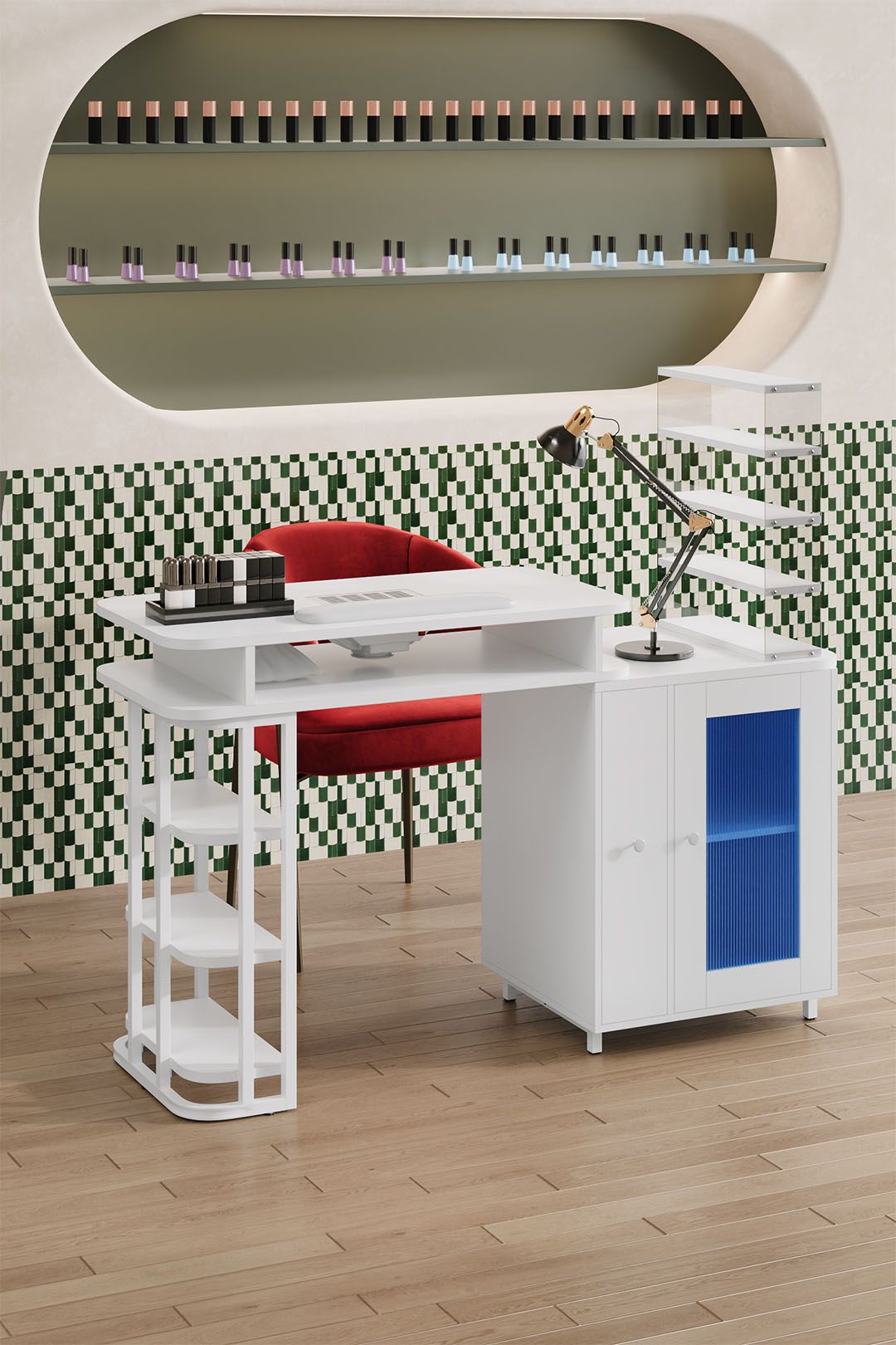 SHEONLY Professional Mobile Manicure Table with Built-in Dust Collector image 2