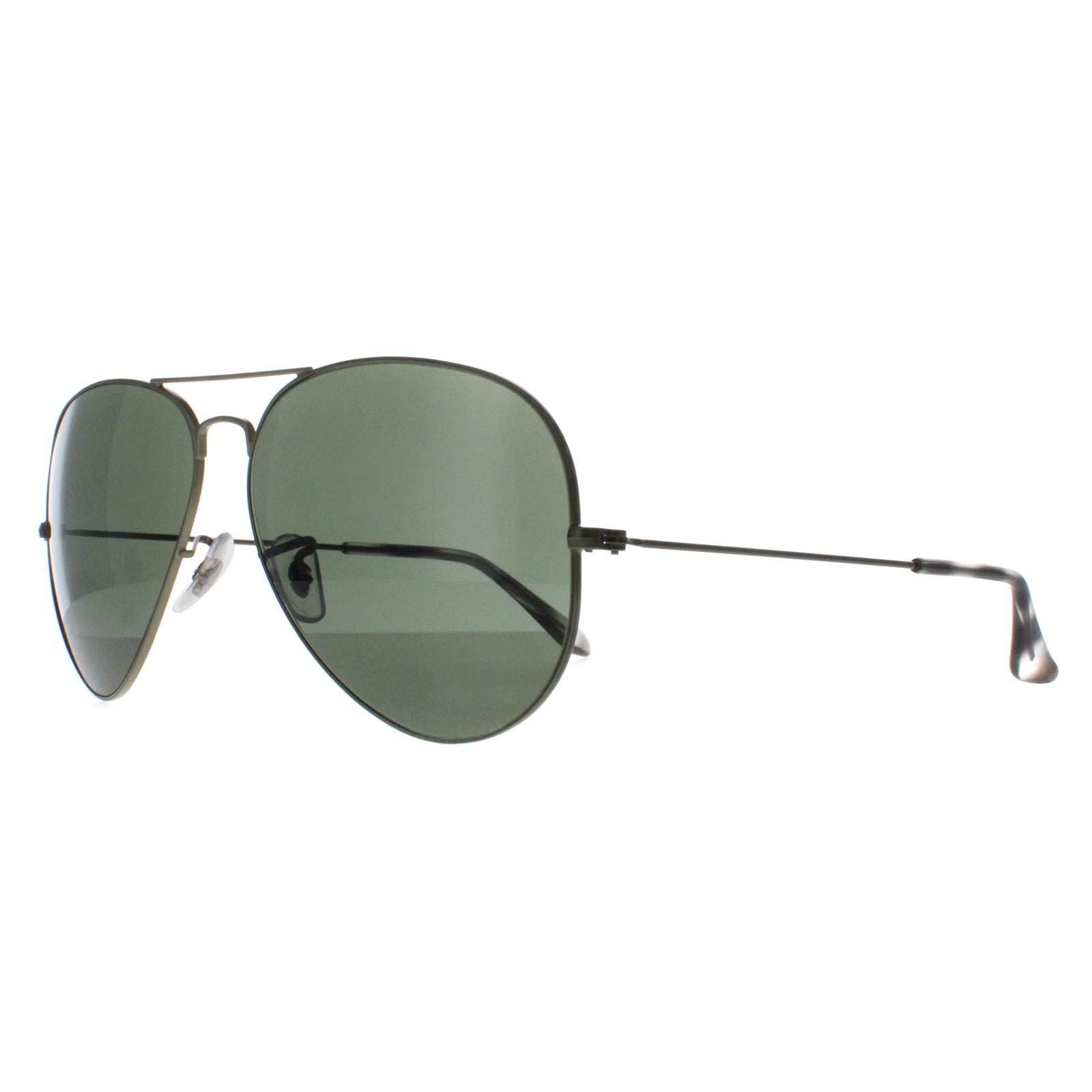 Ray-Ban Aviator Matte Transparent Green G-15 Green Aviator RB3025 image 2