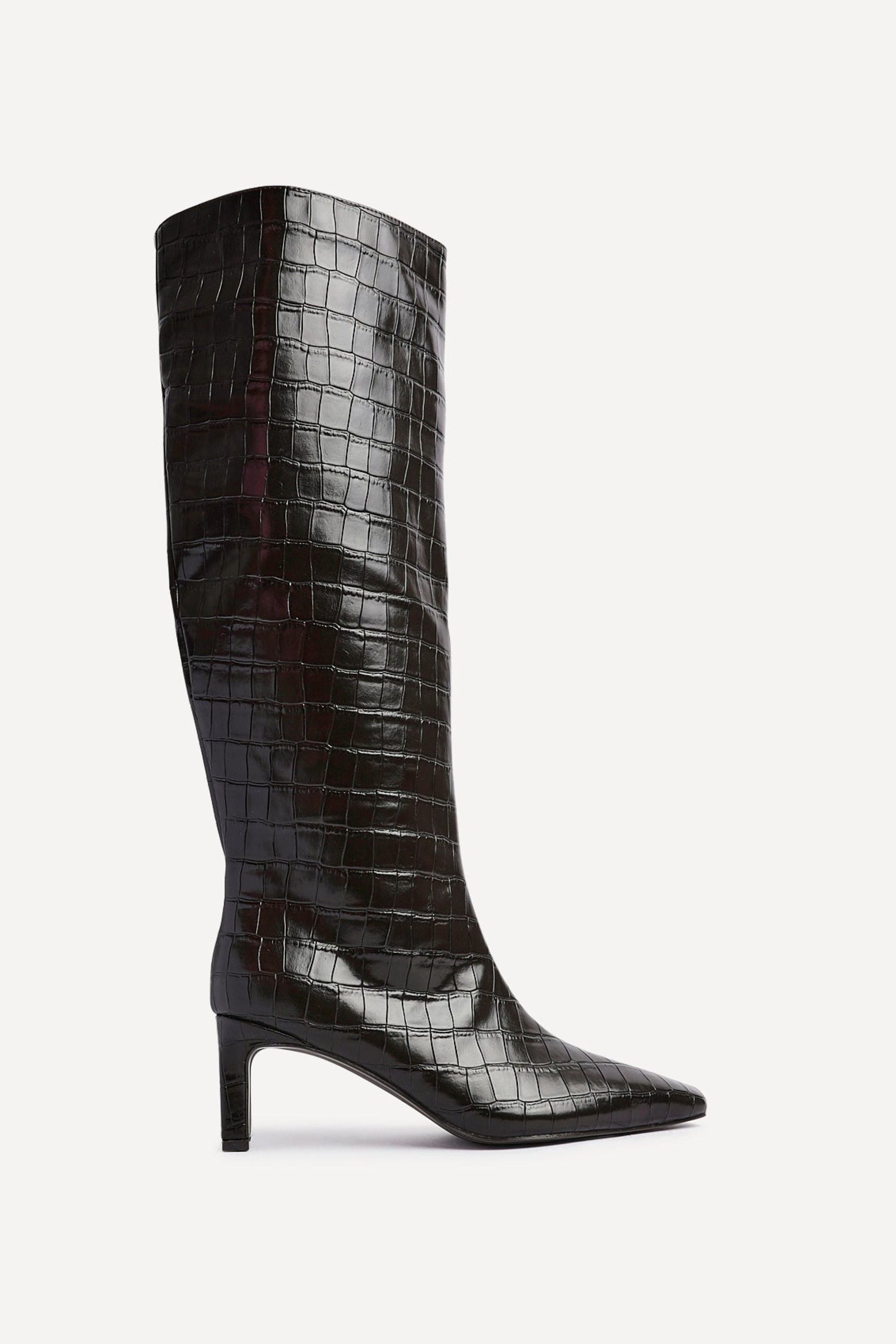 Linzi Uptown Brown Faux Croc Knee High Boot image 3