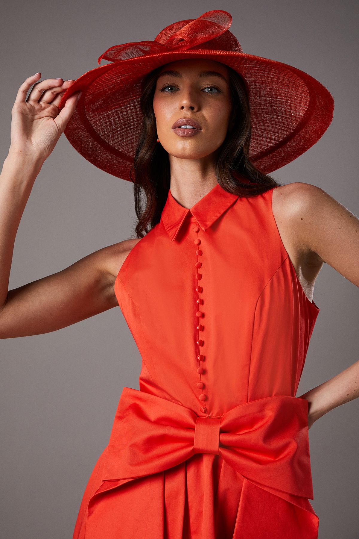 Coast Lisa Tan Wide Brim Bow Hat Orange image 2
