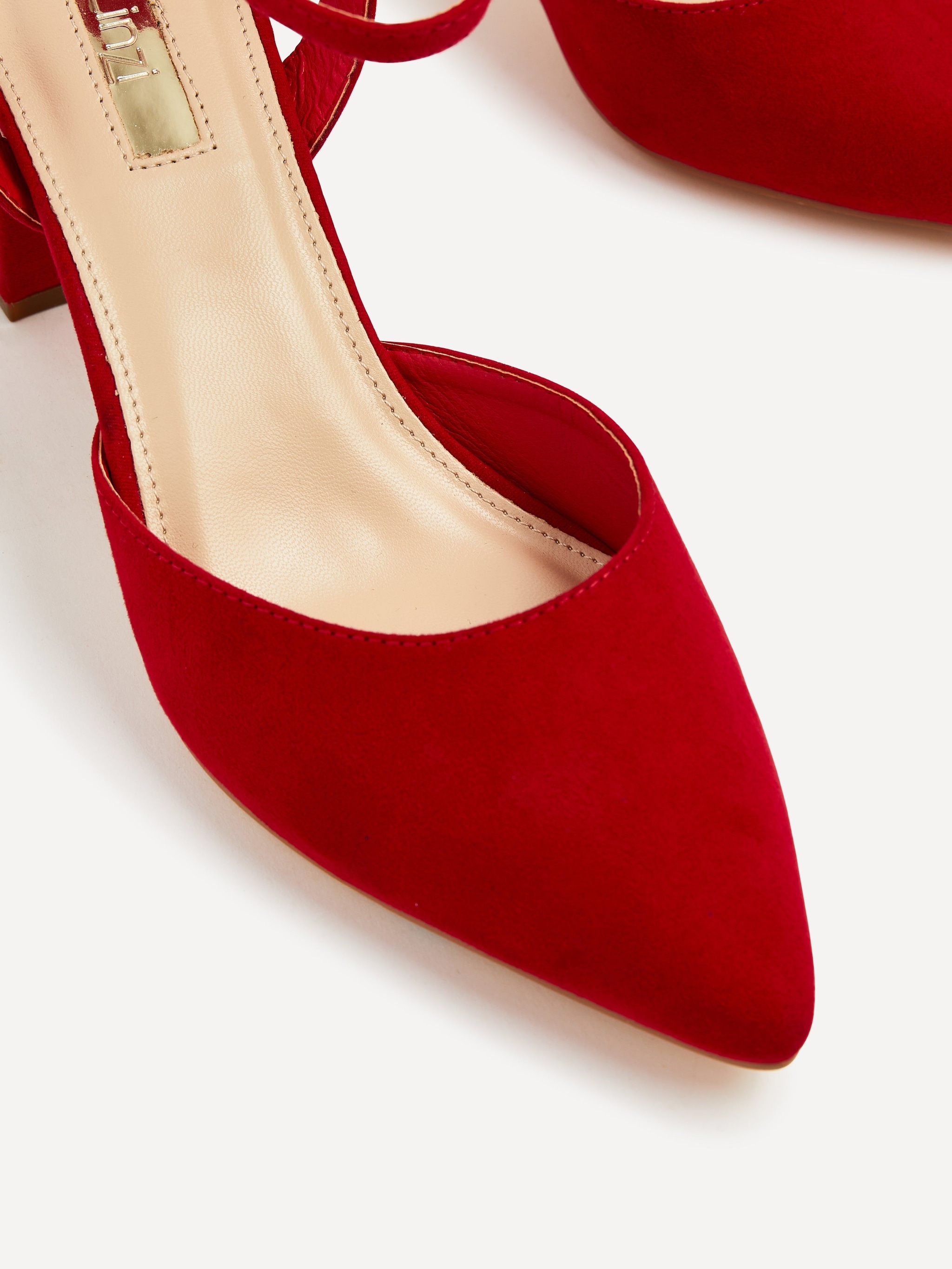Linzi Carrie Red Faux Suede Mid Height Court Shoe image 5