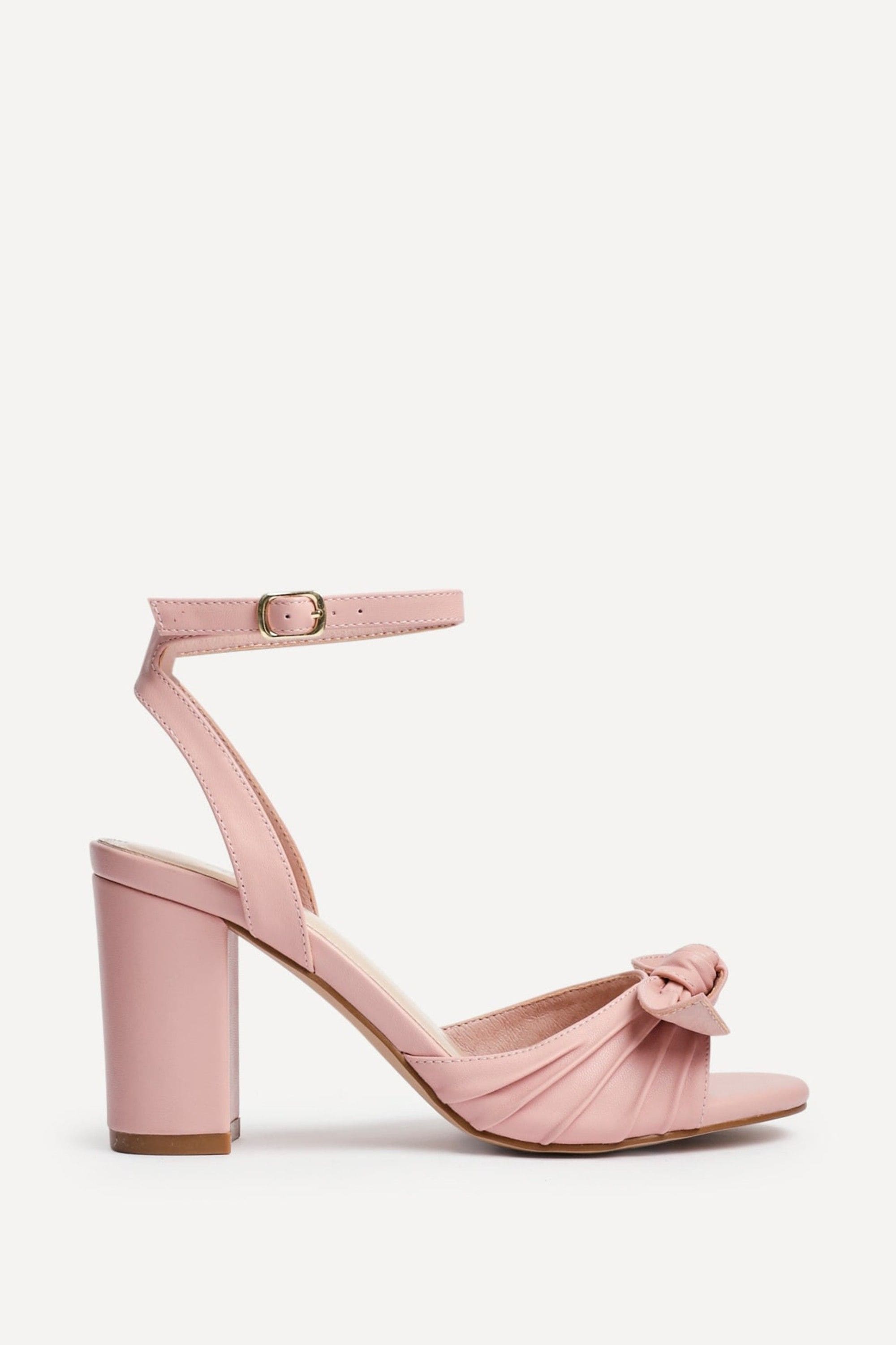 Linzi Darling Dusky Pink Leather Bow Detail Heels