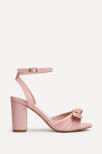 Linzi Darling Dusky Pink Faux Leather Heeled Sandals