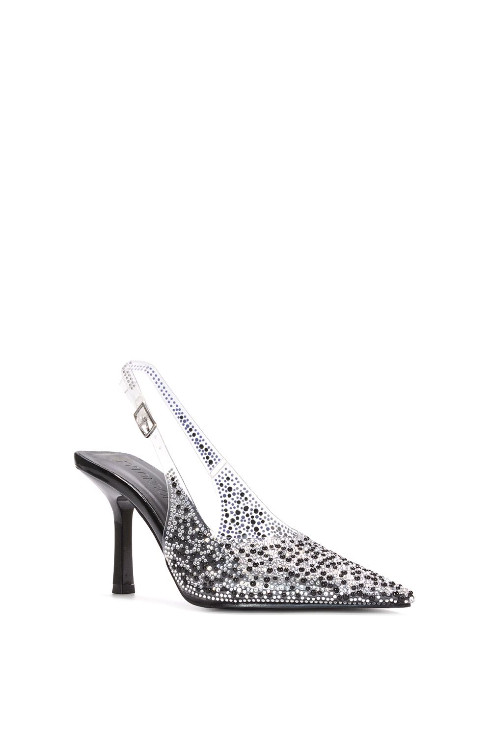 XY London 'Pauline' Pointed Toe Perspex Sparkly Slingback Stiletto High Heels image 2