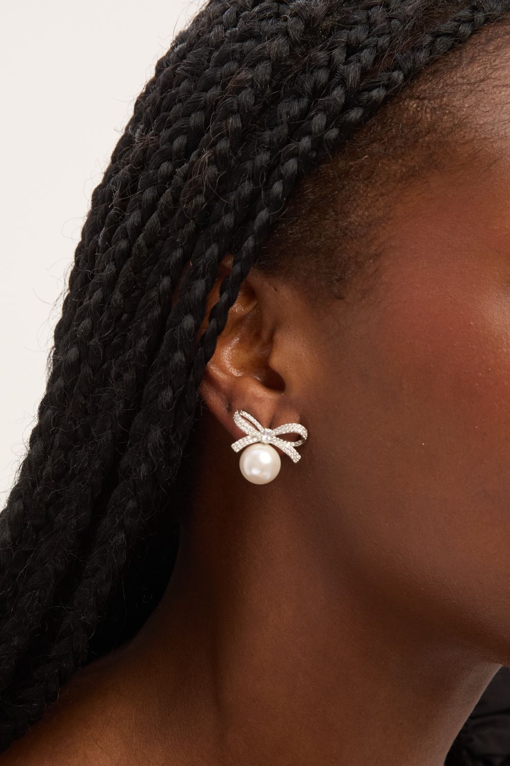 Jon Richard Rhodium Plated Crystal Bow and Pearl Earrings image 2