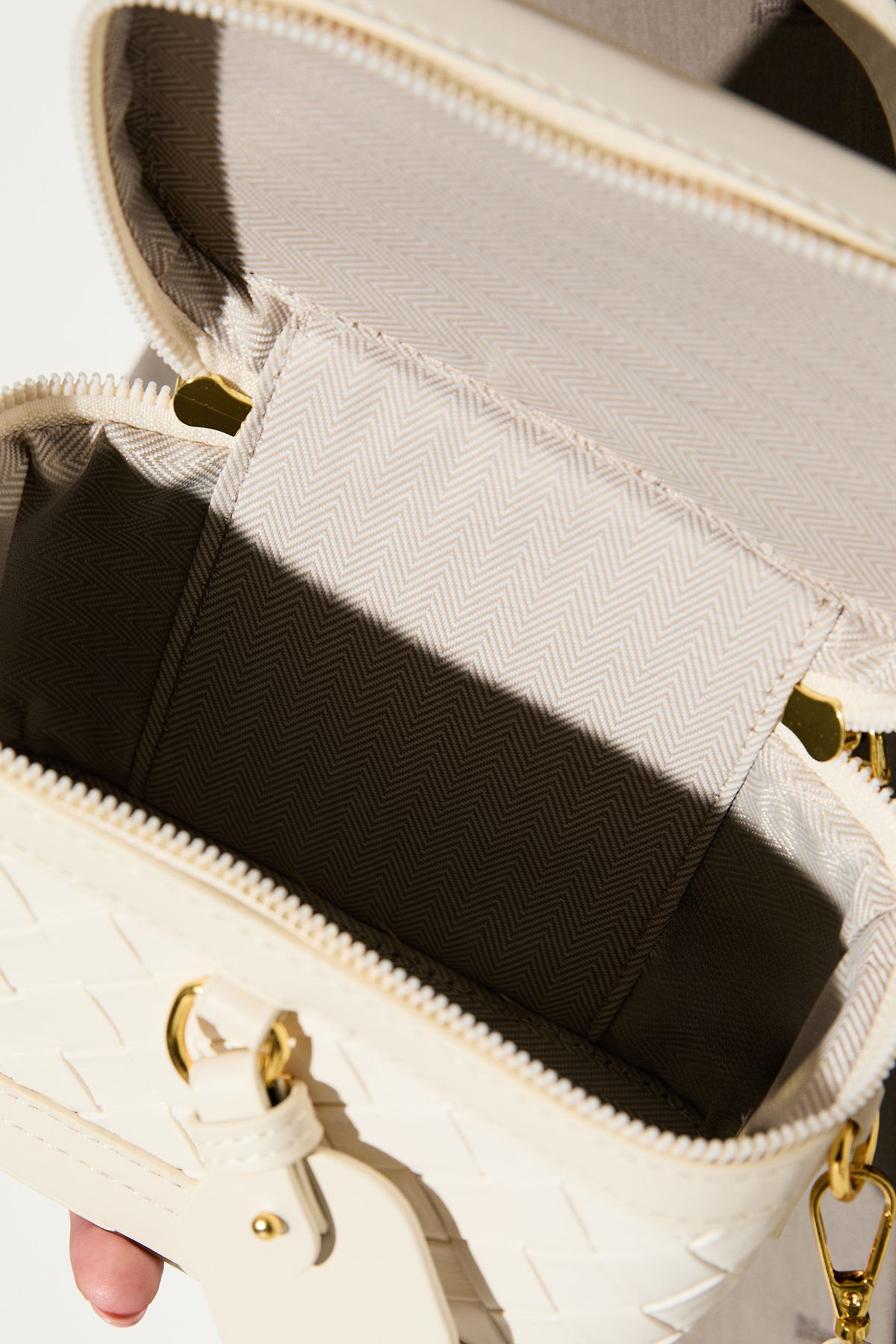 MissPap Faux Leather Quilted Vanity Bag With Crossbody Strap Cream image 3