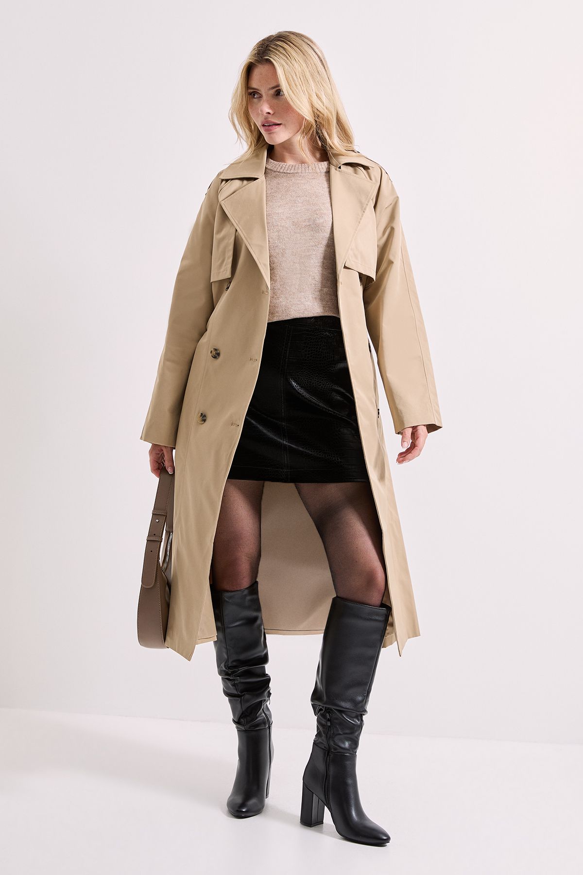 Dorothy Perkins Croc Faux Leather Mini Skirt Black image 4