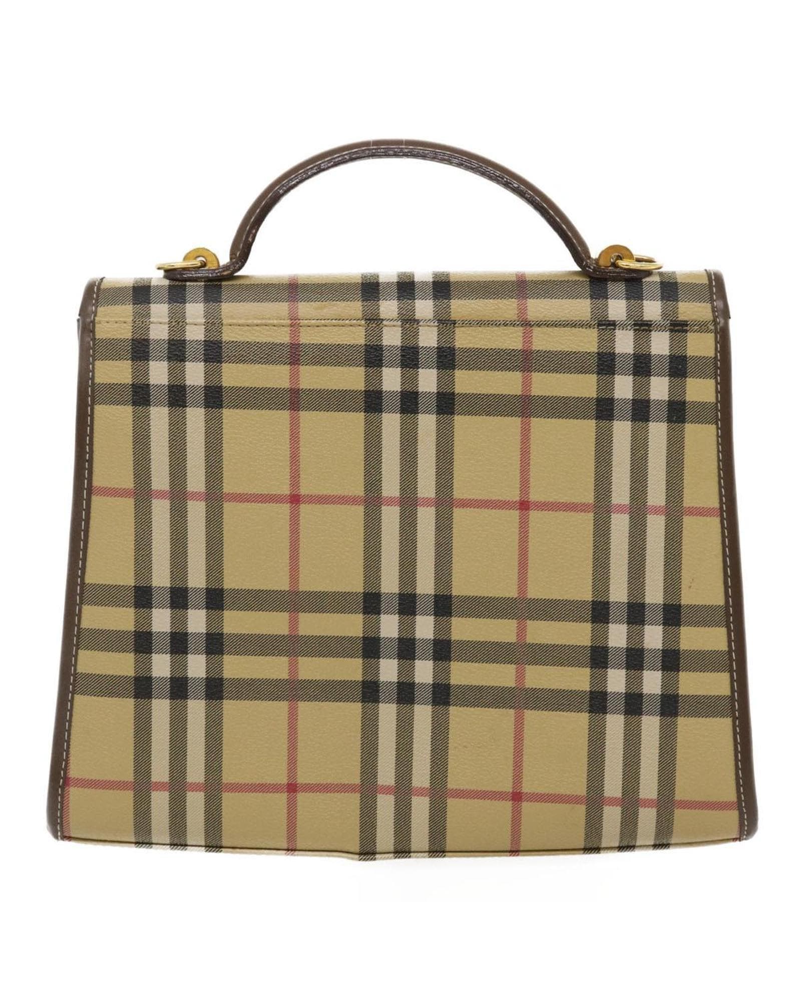 Valentino Preloved Beige Check Satchel Handbag Wo image 2
