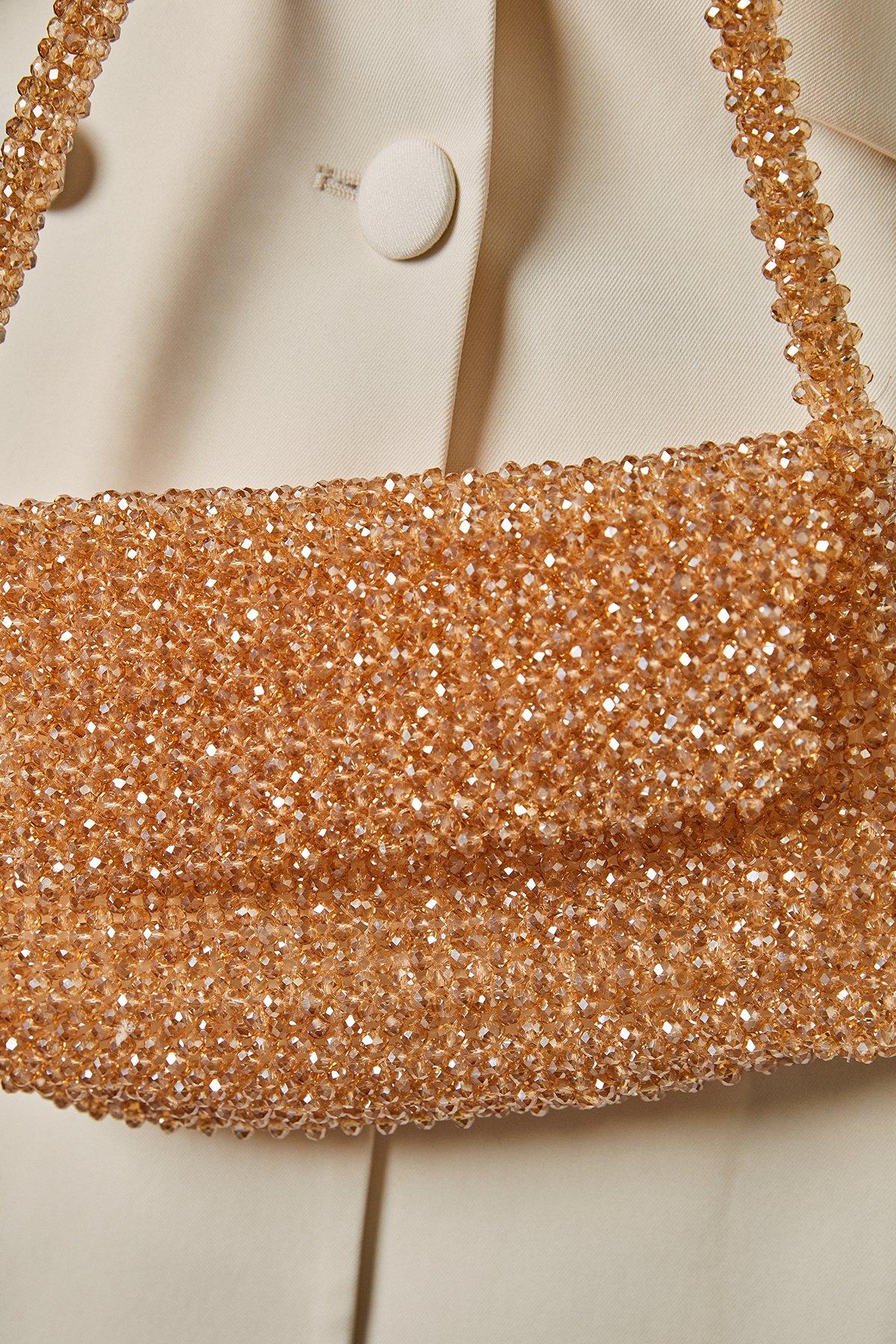 Coast Cedar Beaded Shoulder Bag Rose Gold