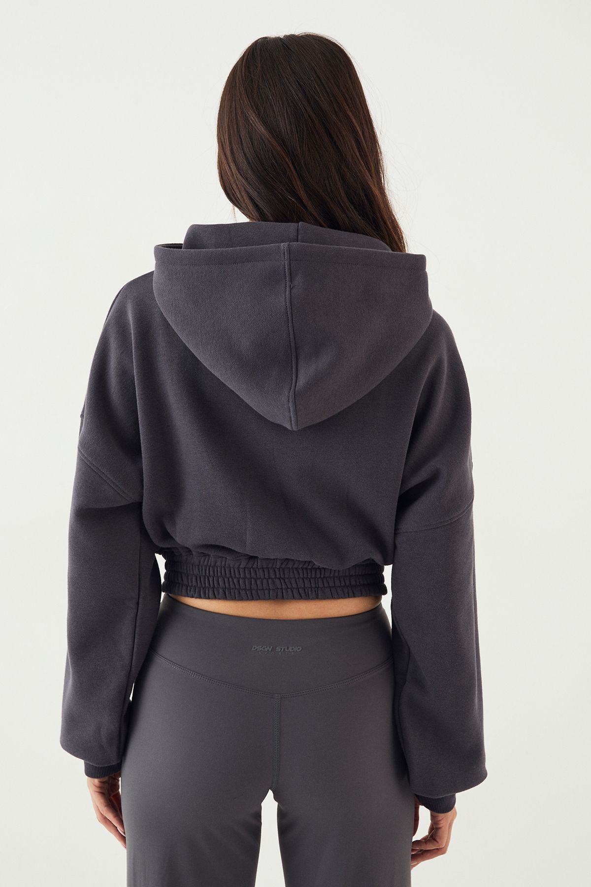 DSGN Studio DSGN Studio Sport Boxy Crop Zip Through Hoodie Slate Grey image 2