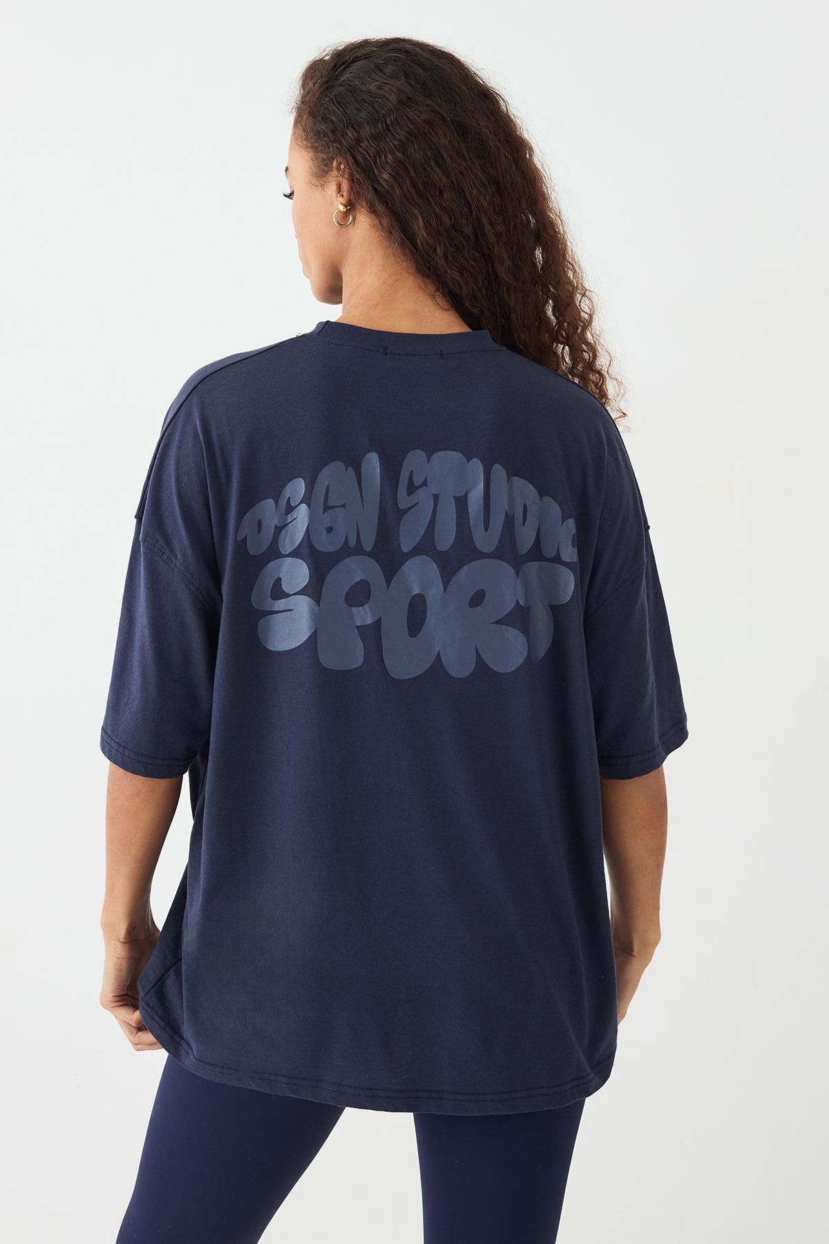 DSGN Studio DSGN Studio Sport Printed Oversized T-Shirt Navy image 2