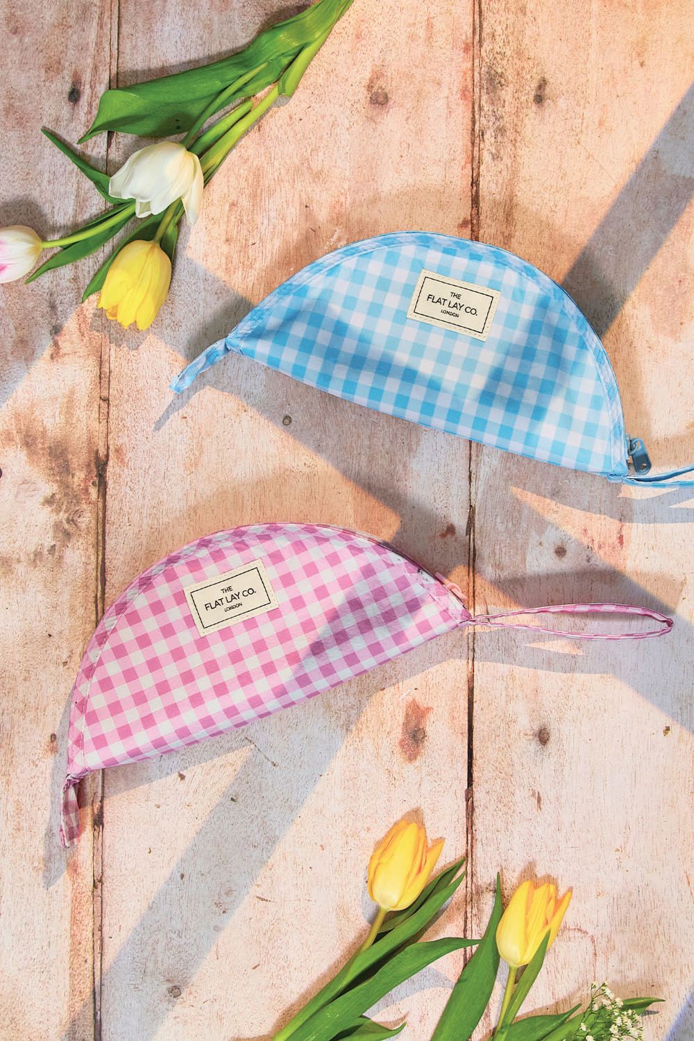 The Flat Lay Co Parachute Lunar Flat Lay Makeup Pouch - Baby Blue Gingham Multi image 5