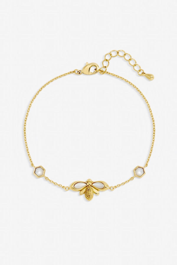 Jon Richard Gold Plated and Mother of Pearl Bumblebee Bracelet