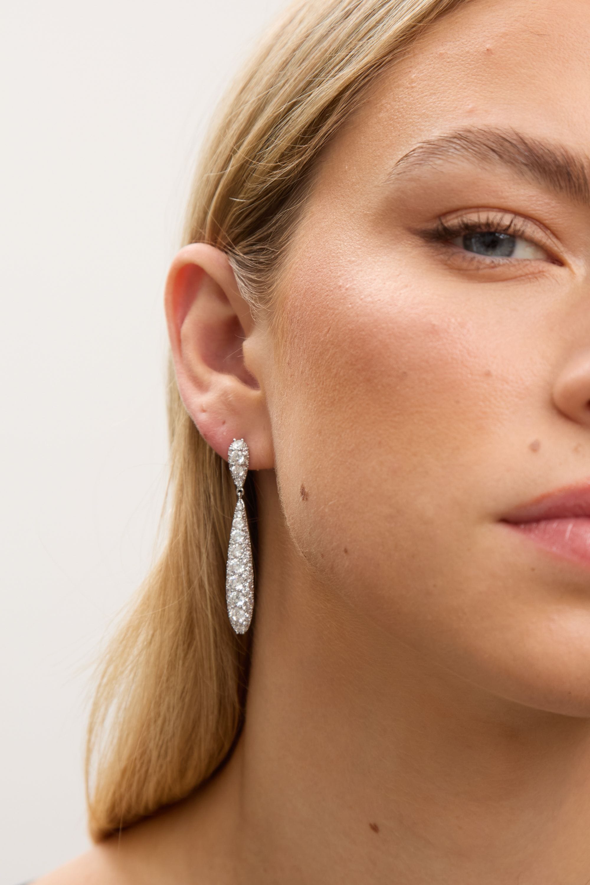 Jon Richard Rhodium Plated and Pave Long Drop Earrings image 2