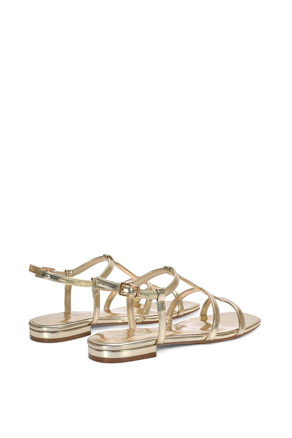 XY London 'Danielle' Flat Strappy Caged Square Toe Sandals With Buckle image 4