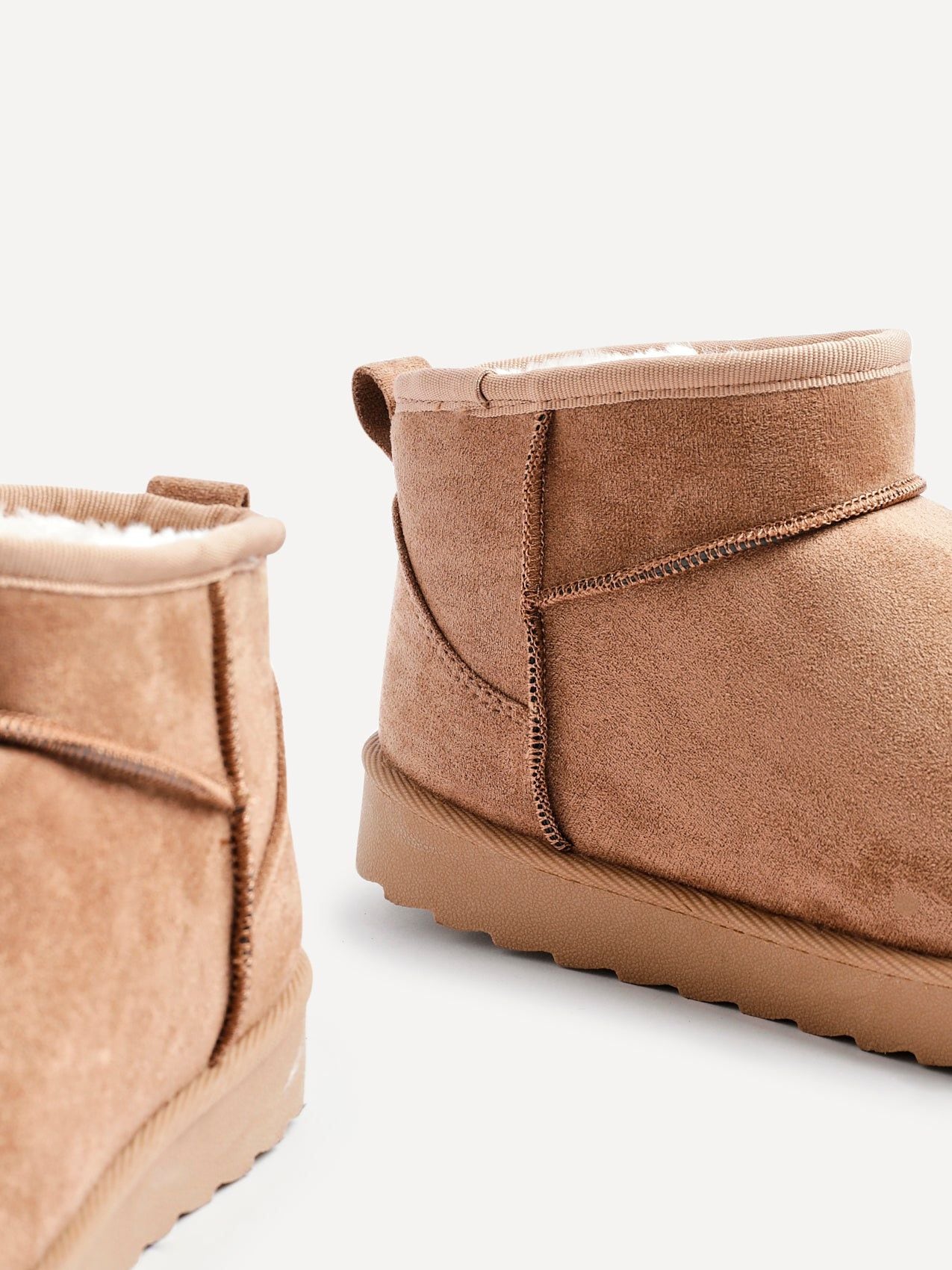 Linzi Ultra Mini Addy Chestnut Faux Suede Cream Faux Fur Lined Ultra Mini Ankle Boot image 5