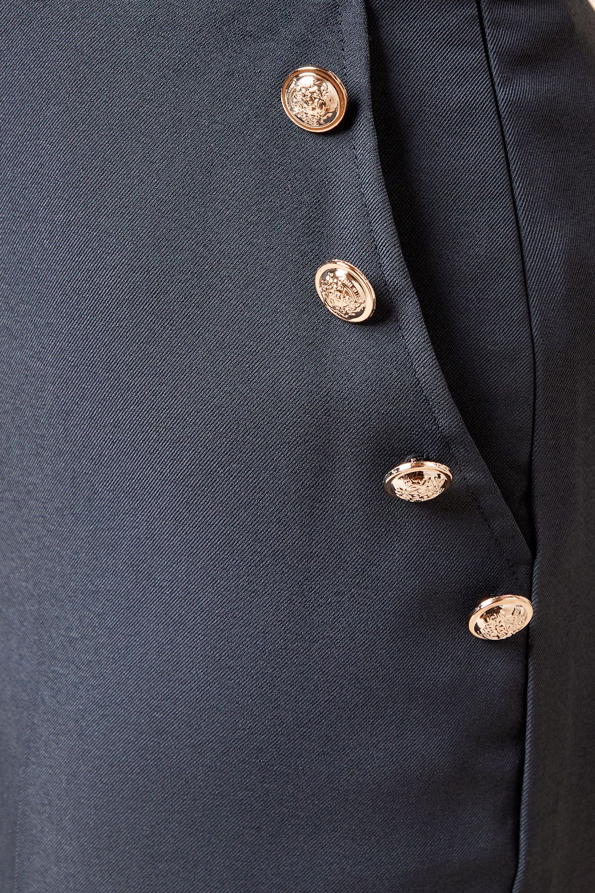 Dorothy Perkins Petite Military Button Detail Wide Leg Trouser Navy image 5