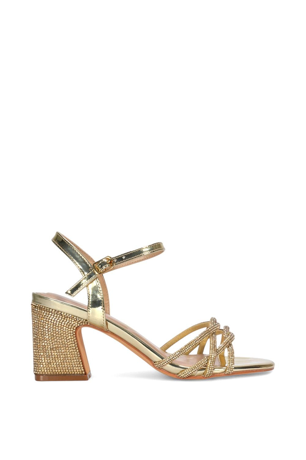 XY London 'Gwen' Strappy Block High Heel Sandal Shoes With Rhinestone image 1