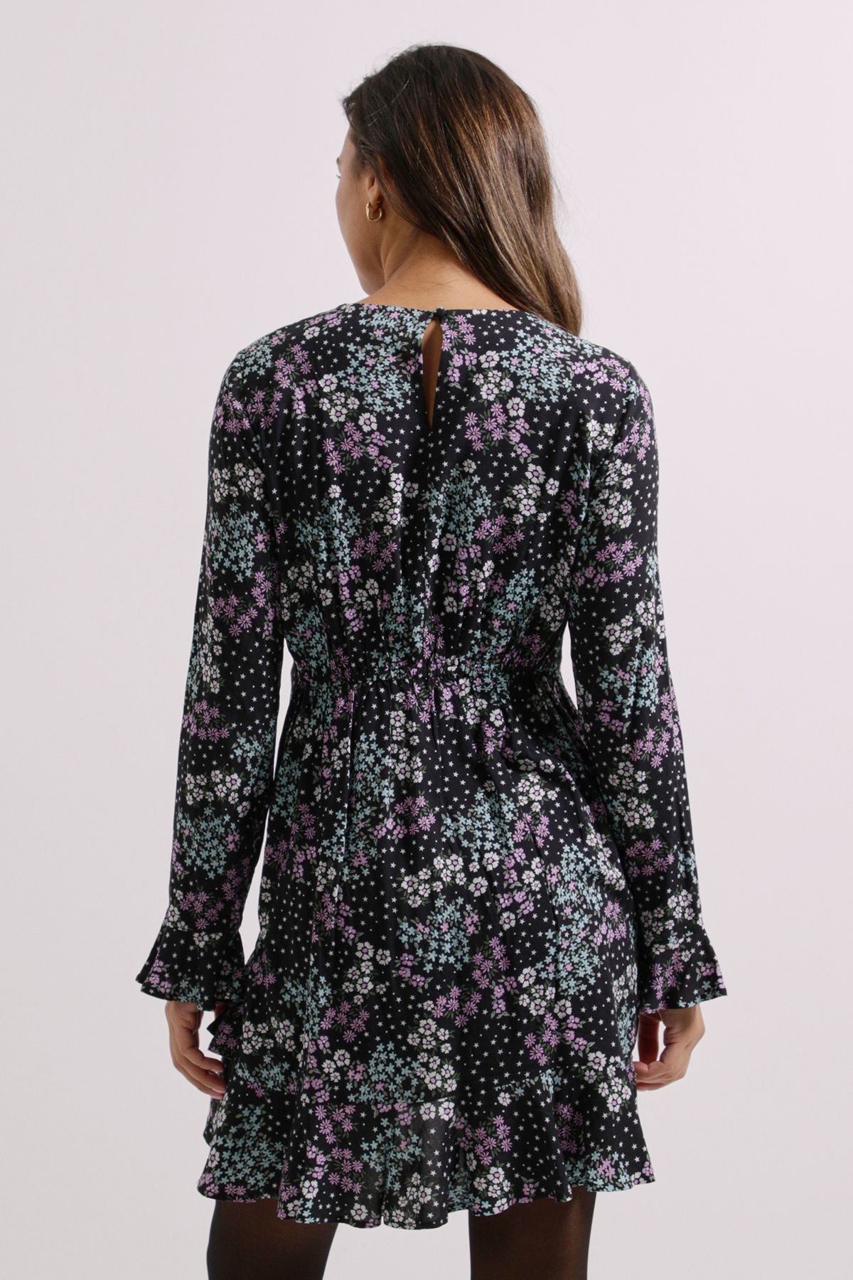 Dorothy Perkins Ruffle Sleeve Frill Detail Printed Mini Dress Floral image 3