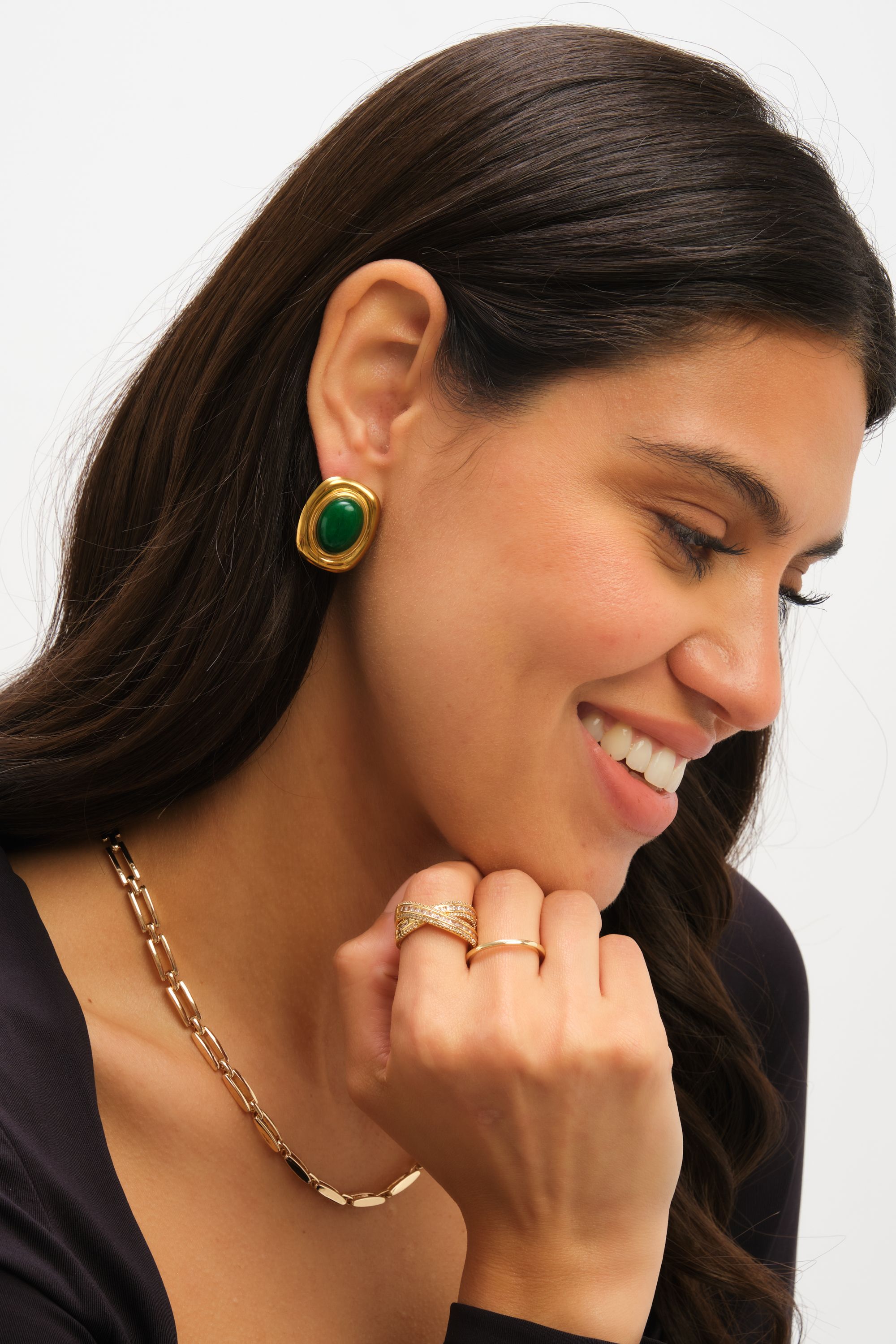 Jon Richard Gold Plated And Green Statement Earrings image 4