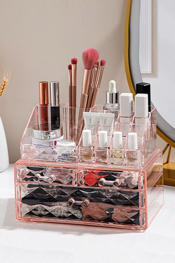 Living and Home Tiered Makeup Organizer Cosmetic Storage Case with Drawers