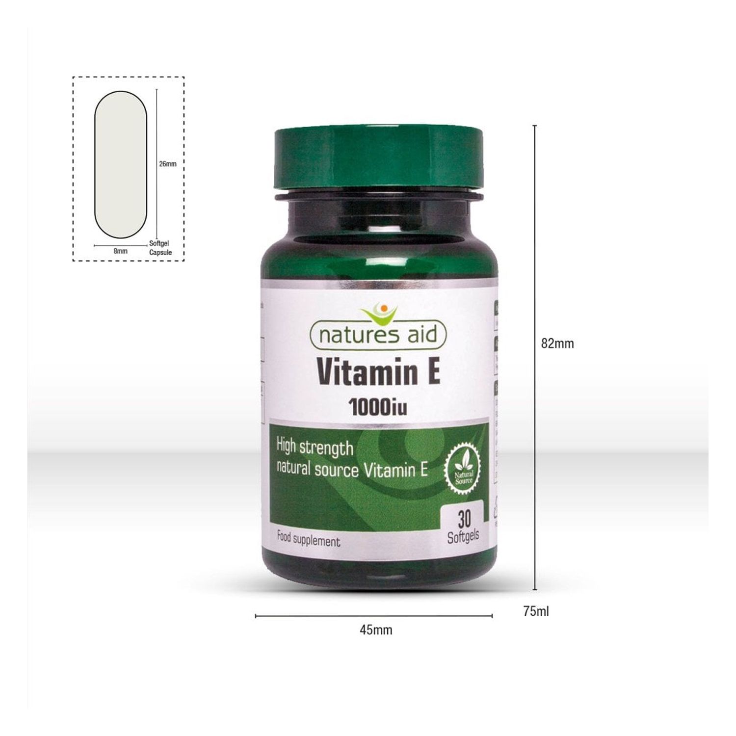 Natures Aid Natures Aid Vitamin E 1000iu Natural Form 30 Softgel Capsules image 3