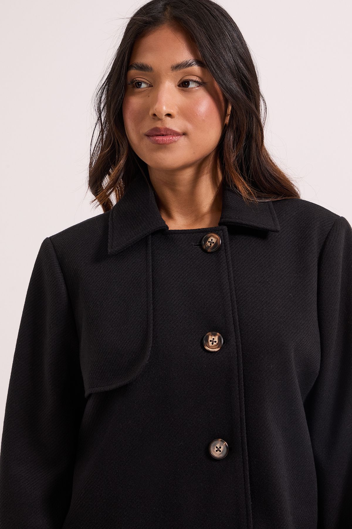 Dorothy Perkins Petite Short Trench Coat Black image 3