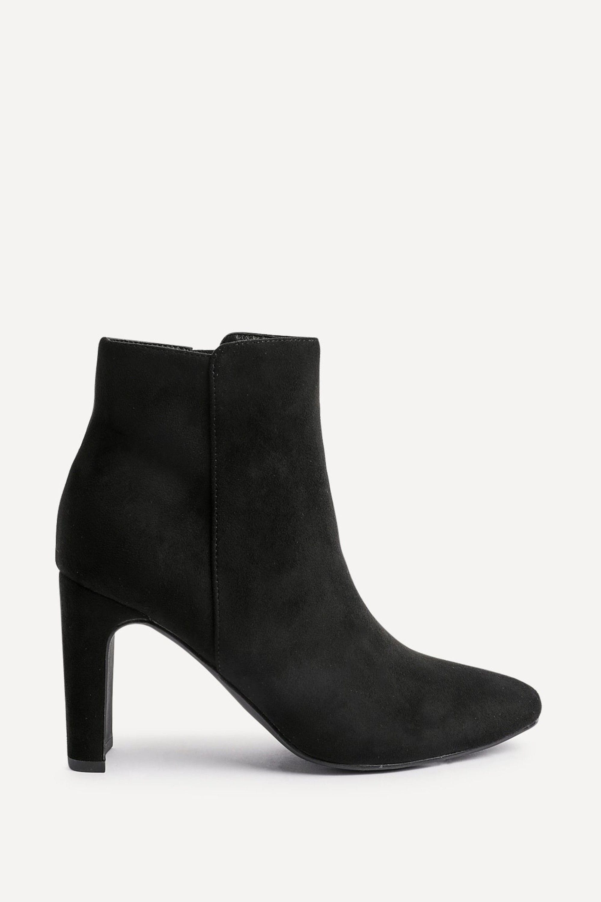 Linzi Glance Black Faux Suede Block Heel Ankle Boot image 1