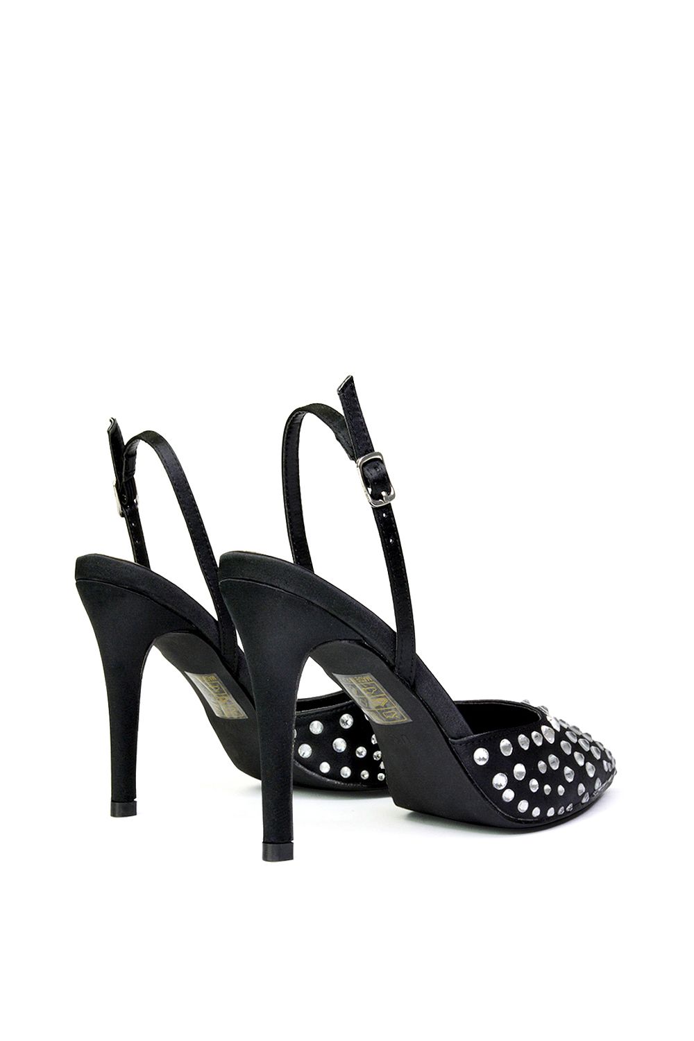 XY London 'Shelly' Strappy Slingback Pointed Toe Diamante Stiletto Bridal Heels image 3