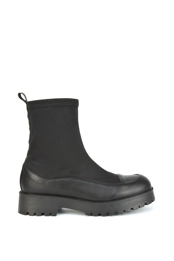 XY London 'Kerry' Sock Ankle Boots Flat Biker Booties