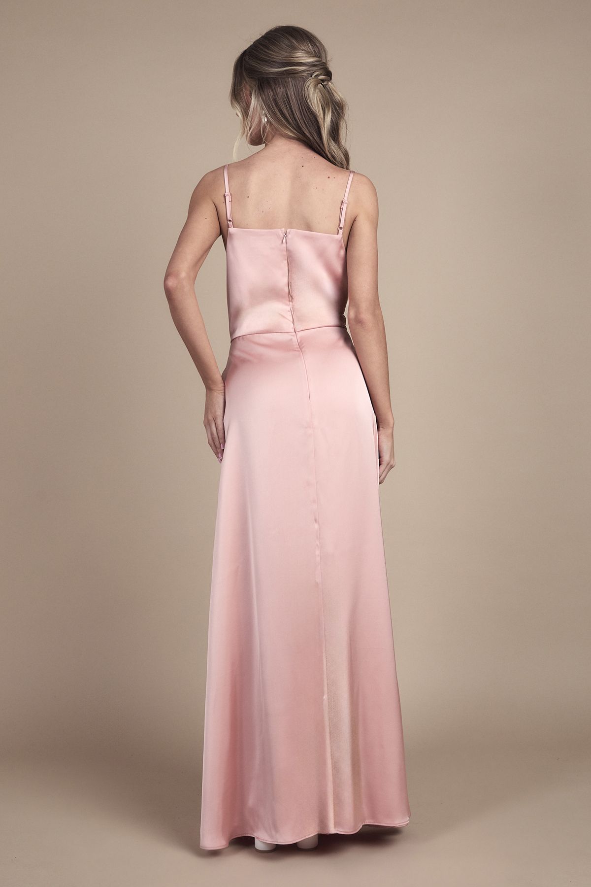 Coast Teen Cowl Front Waterfall Skirt Bridesmaid Dress Antique Rose image 3