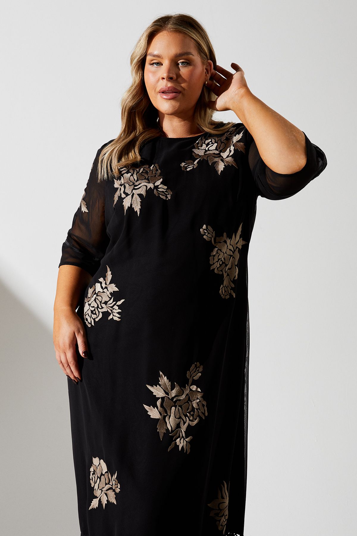 Coast Plus Fringe Hem Embellished Shift Dress Black image 2