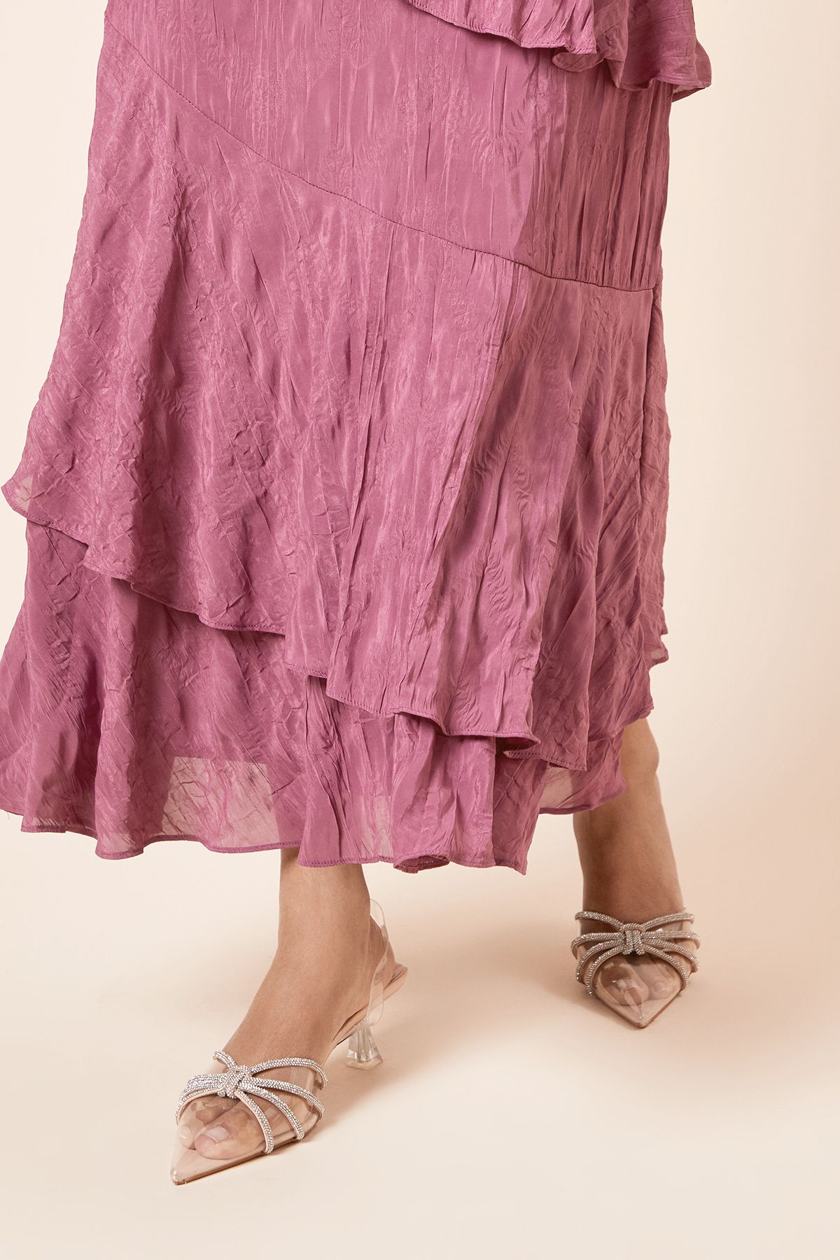 Dorothy Perkins Nora Vinyl Diamante Kitten Heel Slingback Court Shoes Blush image 2