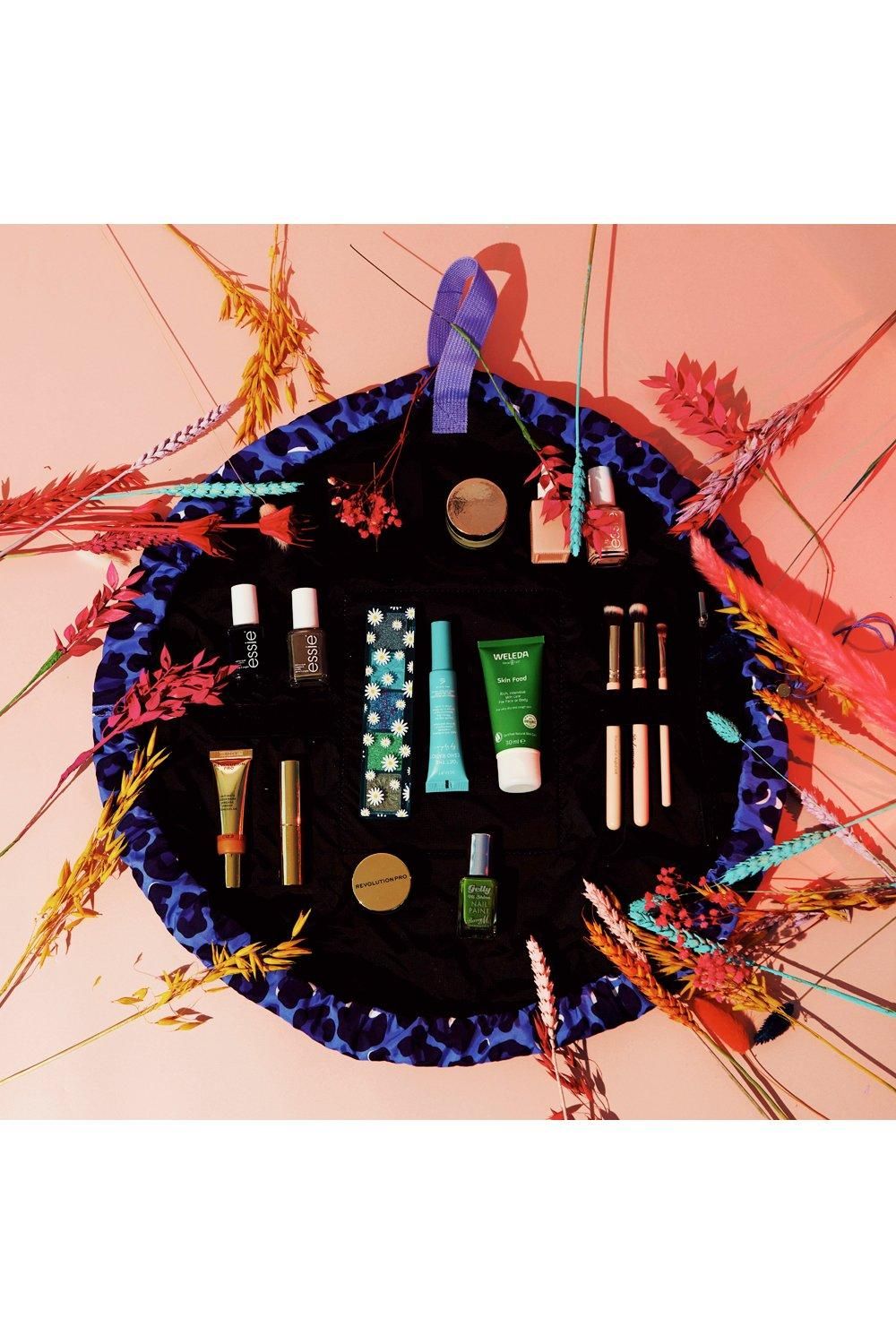 The Flat Lay Co The Flat Lay Co. Drawstring Makeup Bag in Blue Leopard Multi image 10