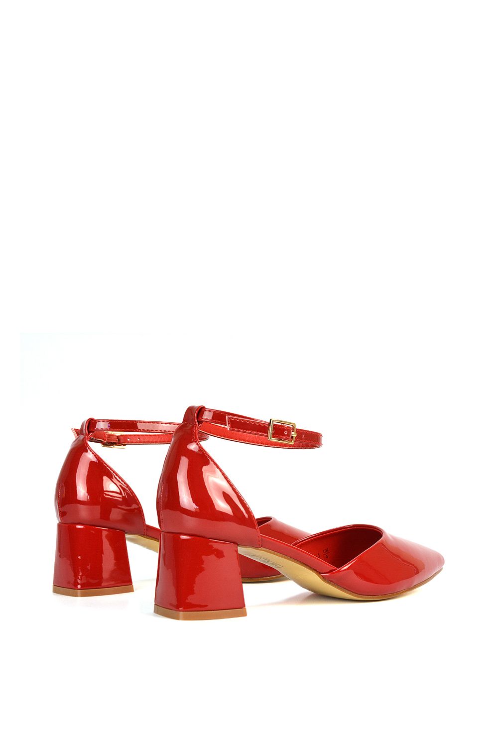 XY London 'Evie' Low Block Heel Pointed Toe Ankle Strap Court Shoes image 5