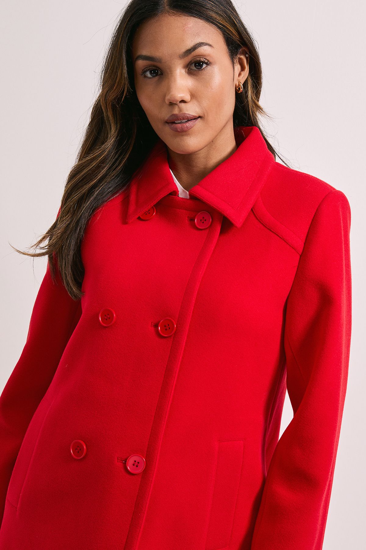 Dorothy Perkins Short Faux Wool Dolly Coat Red image 5