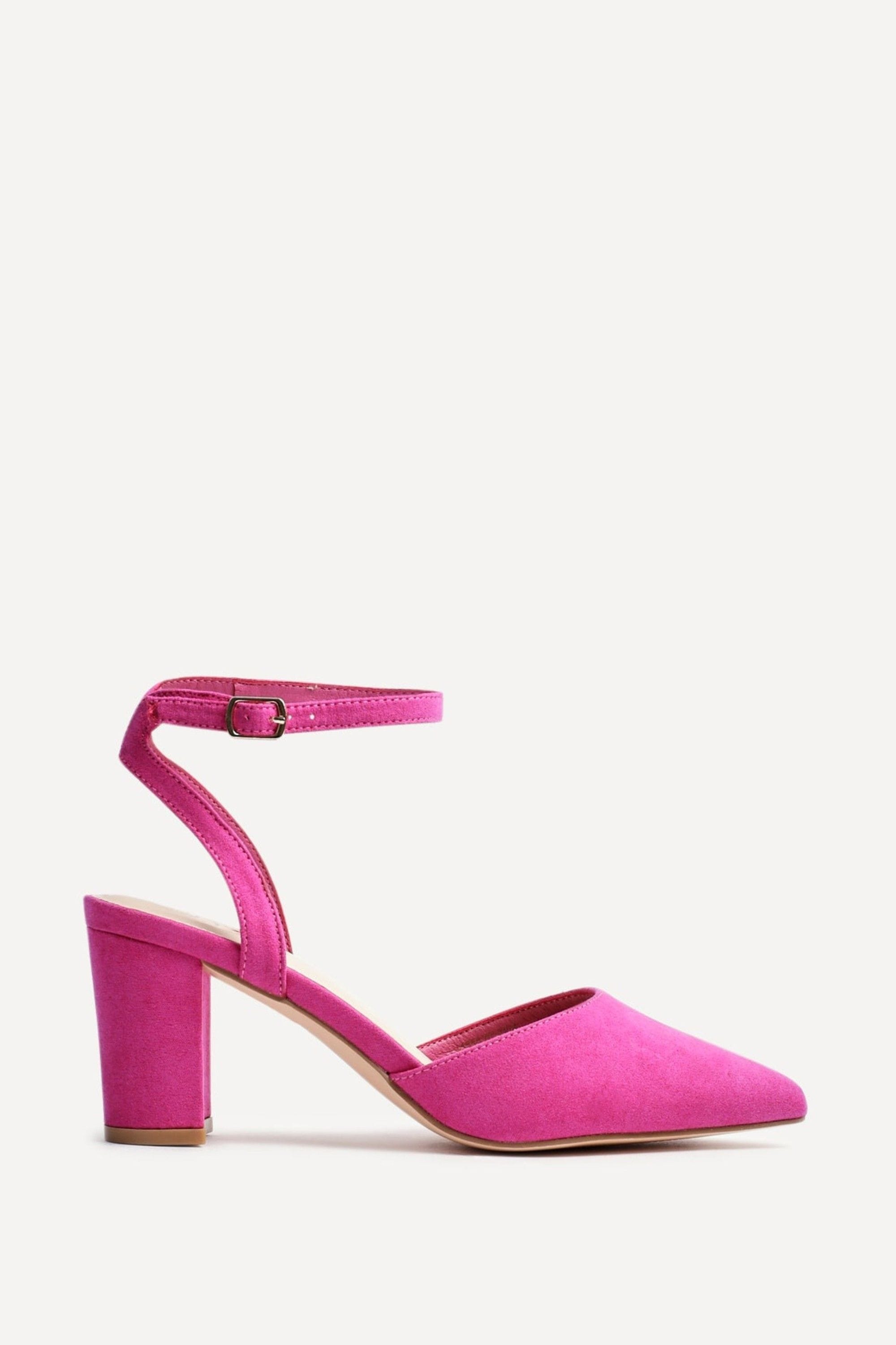 Linzi Larsa Wide Fit Pink Faux Suede Classic Pointed Toe Court Heel image 1