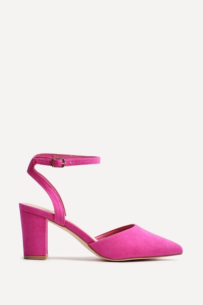 Linzi Larsa Wide Fit Pink Faux Suede Classic Pointed Toe Court Heel
