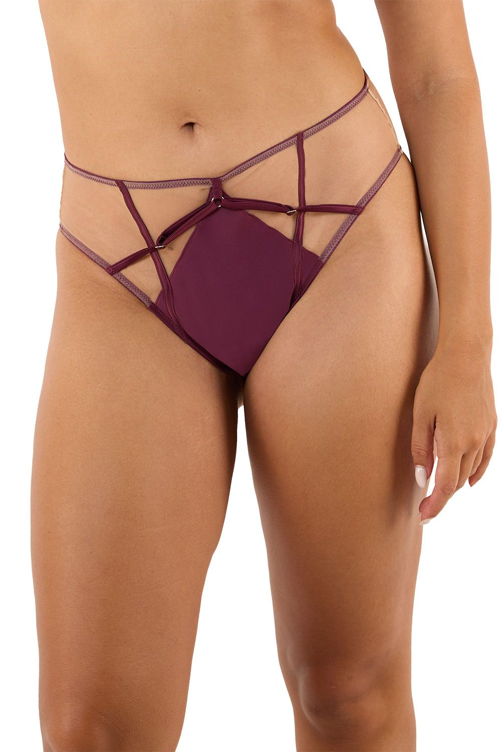 Playful Promises Ramona Wine 'High Waist Brief'